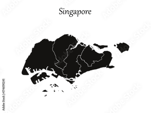 Singapore map black silhouette vector illustration