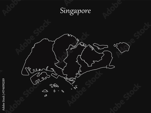 Singapore map outline vector illustration geography