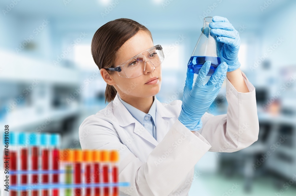 Fototapeta premium Test tubes, medical scientist works in laboratory