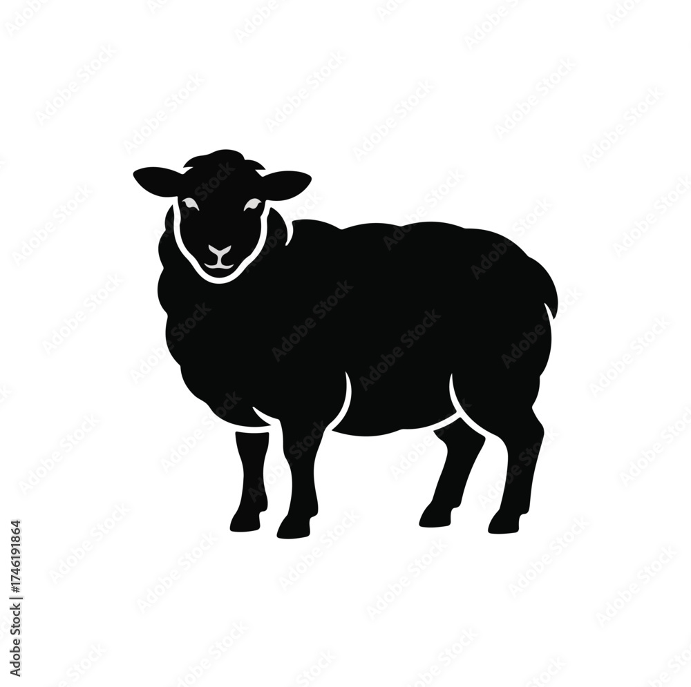 Fototapeta premium Minimalist Black Outline Sheep Silhouette Vector Illustration