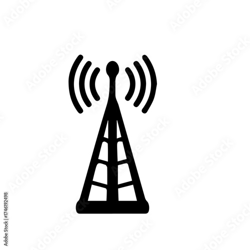 Communication Tower Icon Vector Illustration for Broadcasting and Wireless Technology