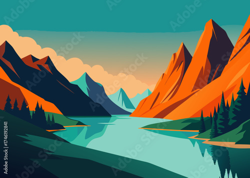 mountain lake in the morning