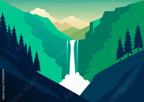 Waterfall in mountains