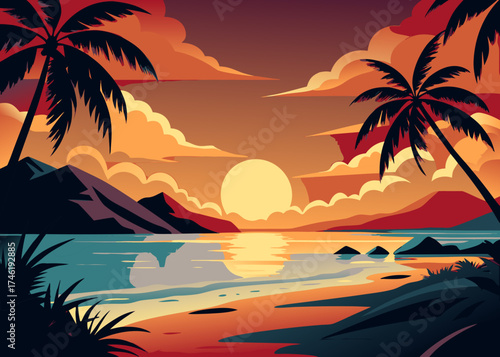 sunset on the beach