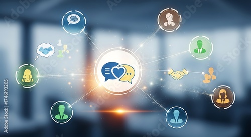 Wallpaper Mural Digital network connecting people and ideas with communication icons Torontodigital.ca