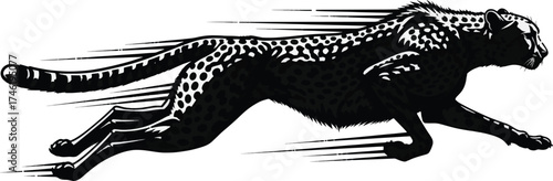 Dynamic cheetah illustration in motion a graphic conveying speed and agility ideal for sports or wildlife themes