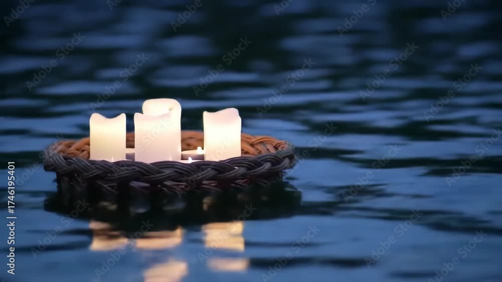 Floating Candles Serene Night Reflections on Water