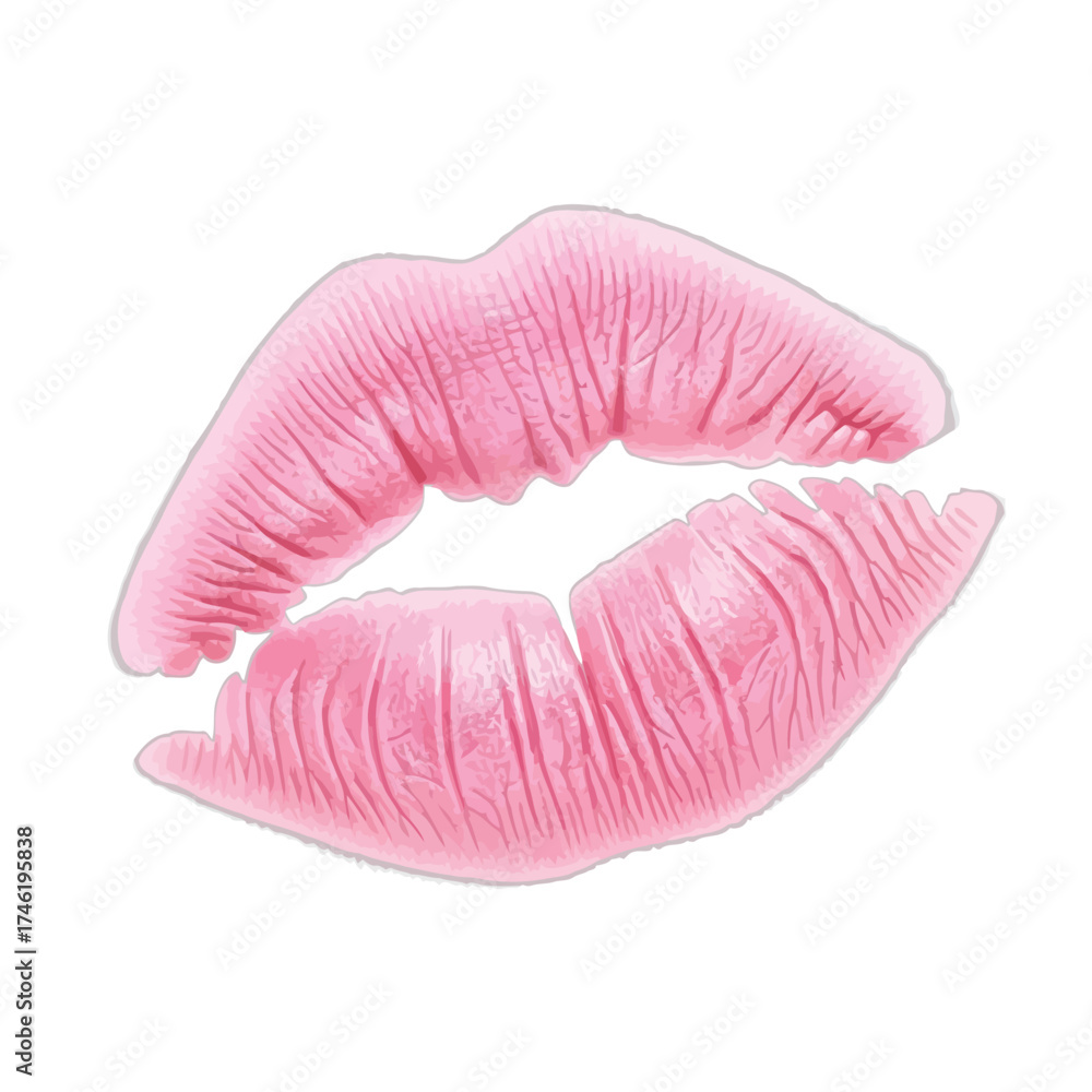 Fototapeta premium Vector illustration of pink lipstick kiss mark