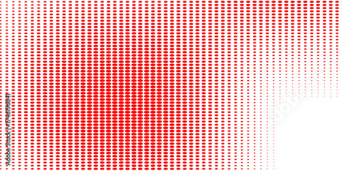 Red color halftone gradient texture. Vanishing cartoon polka dot background. Repeating dotted gradation pattern. Fading comic pop art overlay backdrop. Raster halftone