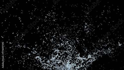 Isolated clean water splash on a black background designed for compositing, overlays, and creative visual projects.