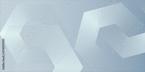 Abstract hexagon lines on gray background. Geometric stripe line art design modern