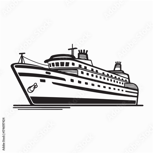 Water Transport Ferry Boat Vector Illustration Marine Ship Design