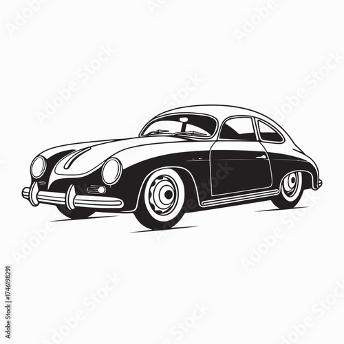Classic Car Vintage Vector Illustration Retro Automobile Design