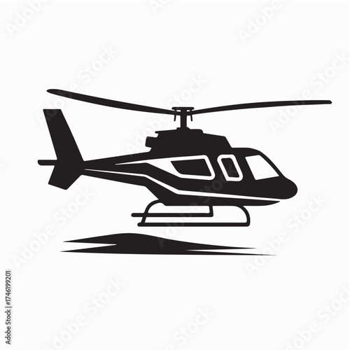 Minimalist Helicopter Silhouette Vector Logo Design Black and White