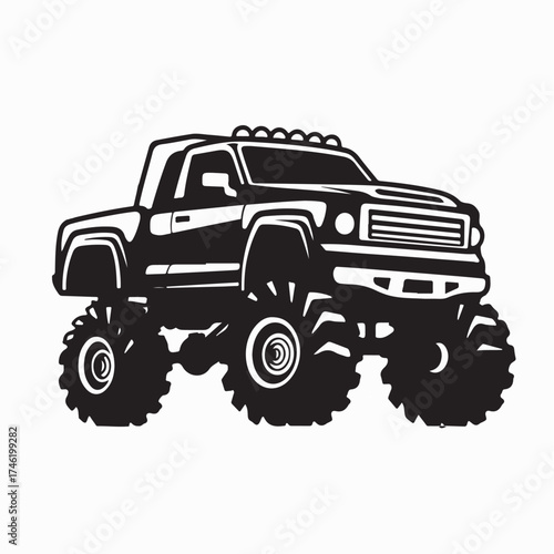 Big Wheel Monster Truck Cartoon Vector Image isolated on white background