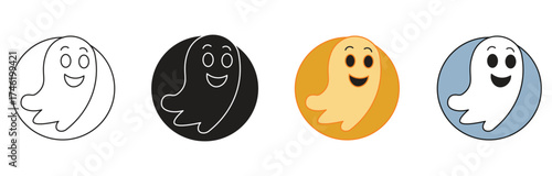 Simple cute Halloween ghost set. Halloween sheet ghost flat , vector illustration. 
