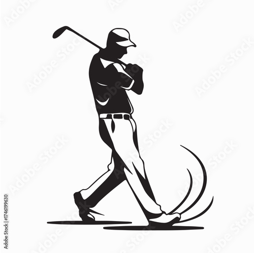 Golf Player in Swing Pose Vector Design on white background