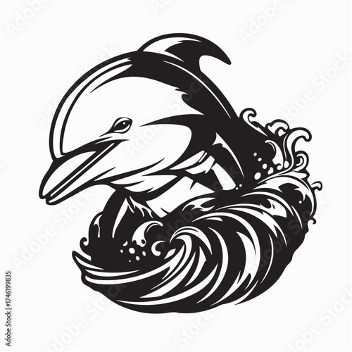 Cute Dolphin Vector Illustration Jumping Out of Water Playful Design
