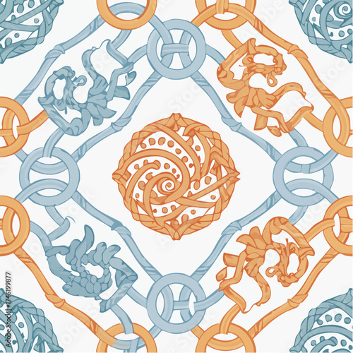 A seamless Celtic animal knot pattern featuring intertwined creatures. Ideal for historical prints, fantasy projects, and tattoo-style art.
