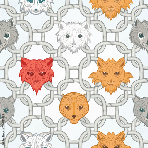 A seamless Celtic animal knot pattern featuring intertwined creatures. Ideal for historical prints, fantasy projects, and tattoo-style art.