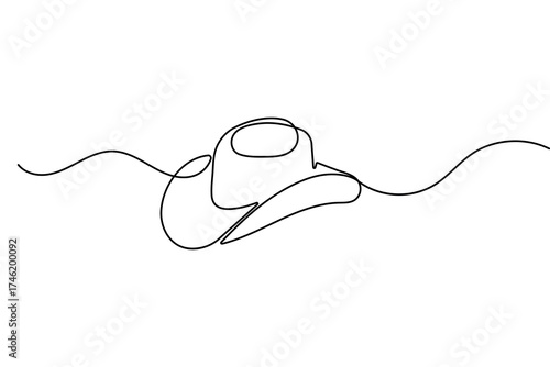 Cowboy hat minimal one line art elegant outline continuous drawing vector illustration
