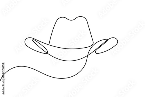 Cowboy hat minimal one line art elegant outline continuous drawing vector illustration
