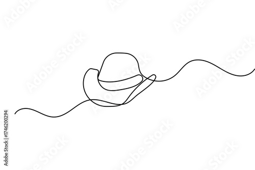 Cowboy hat minimal one line art elegant outline continuous drawing vector illustration
