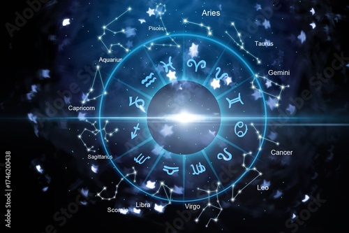 Zodiac signs, astrology and horoscopes concepts