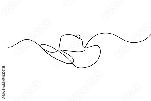 Cowboy hat minimal one line art elegant outline continuous drawing vector illustration
