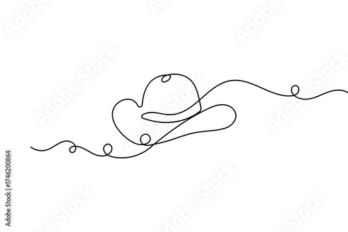 One line cowboy hat drawing minimal outline art isolated vector illustration

