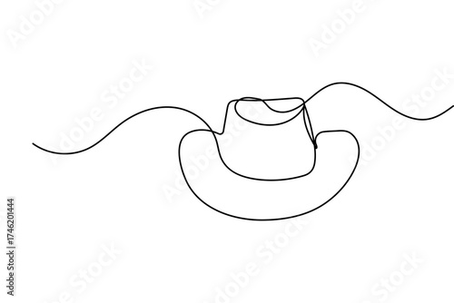 One line cowboy hat drawing minimal outline art isolated vector illustration
