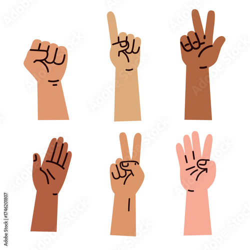 Hand Gestures Collection in Flat Illustration for Communication Design
