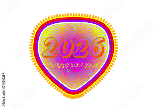 Happy New Year 2026 Colorful Abstract Design, Vibrant New Year 2026 Celebration Illustration, 2026 Happy New Year with Bright Geometric Pattern, Festive Happy New Year 2026 Card Graphic.