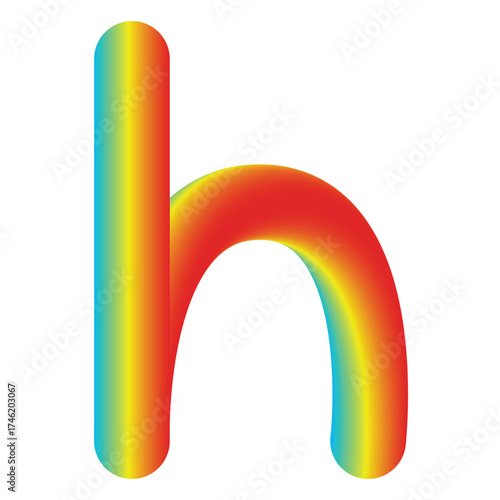 Colorful 3D Gradient Abstract Ribbon Shape of h or Colorful 3d lowercase letter h with gradient