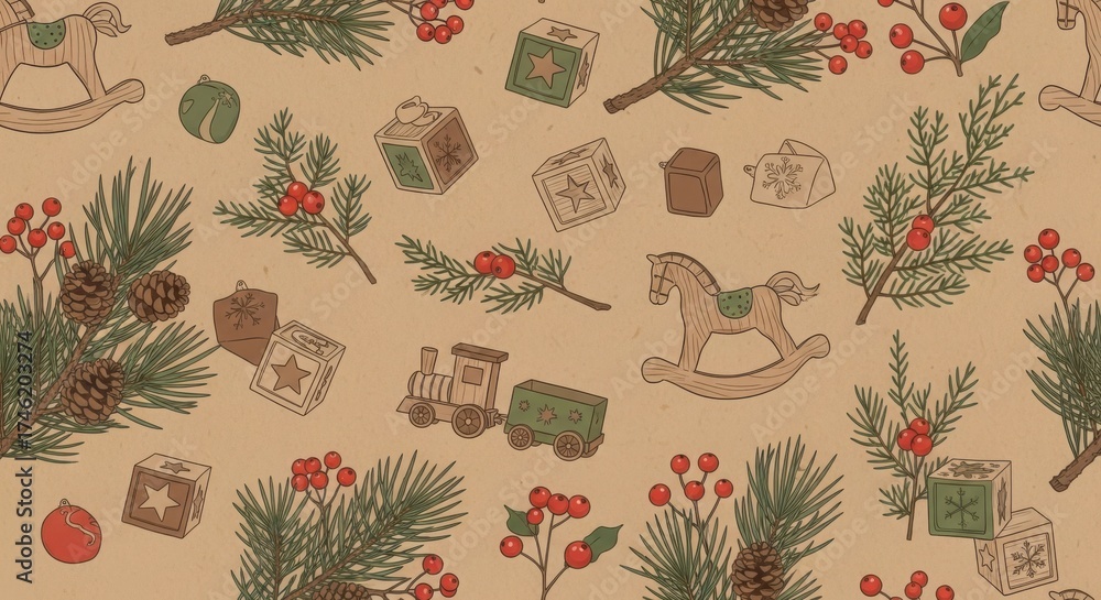A brown background with a Christmas theme