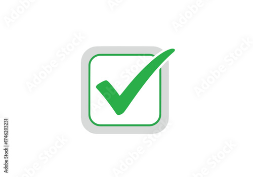 Vector illustration of green check mark in a square box
