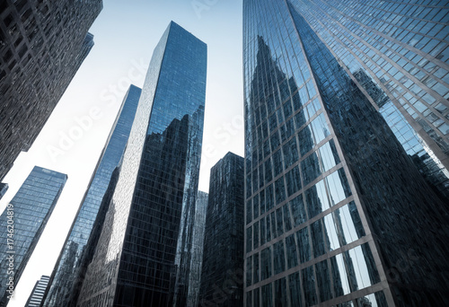 Wallpaper Mural Illustration Reflective skyscrapers, business office buildings Torontodigital.ca