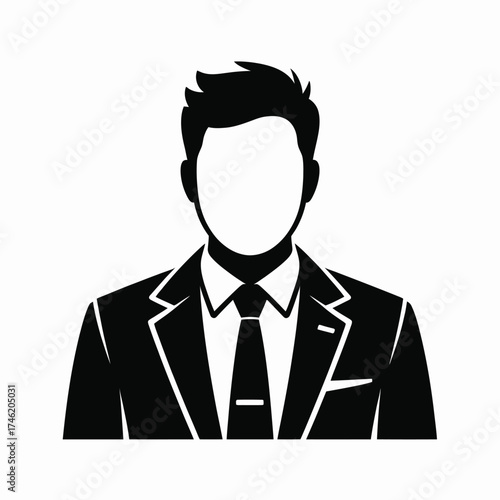 Professional silhouette vector illustration of a successful businessman in a suit and tie