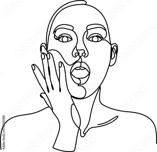 one-line drawing of a person expressing surprise or shock