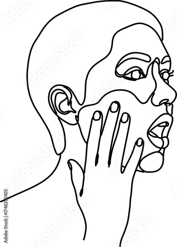 one-line drawing of a person expressing surprise or shock