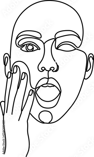 one-line drawing of a person expressing surprise or shock