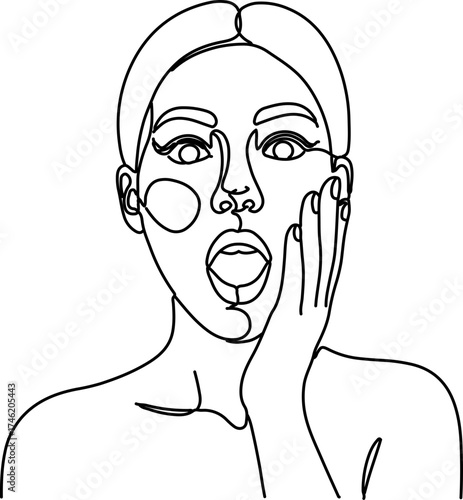one-line drawing of a person expressing surprise or shock