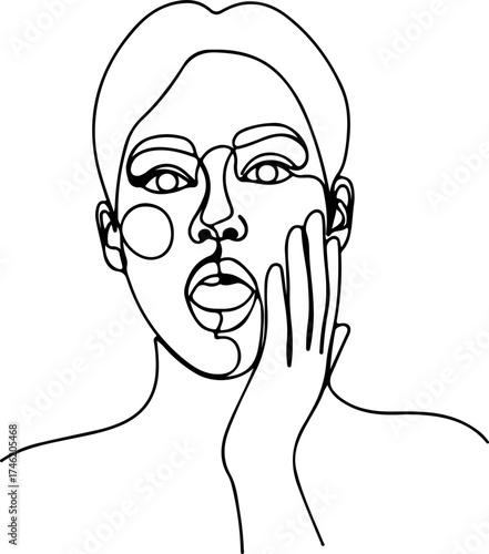 one-line drawing of a person expressing surprise or shock