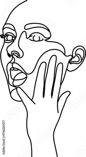 one-line drawing of a person expressing surprise or shock