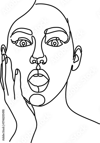one-line drawing of a person expressing surprise or shock
