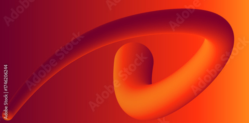 Abstract gradient background with smooth flowing shape in shades of orange and dark red color
