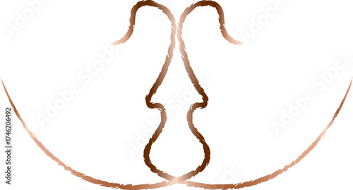 Abstract symmetrical design featuring brown lines on a white background, creating a modern aesthetic