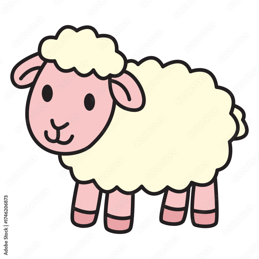 Obraz premium Cute Sheep Animal Illustration