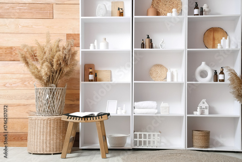 Interior of bathroom with s...