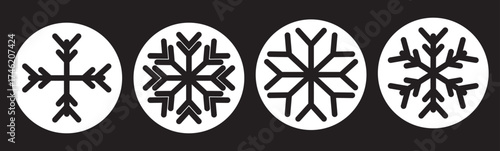 Snowflake icon set snowflake, swirl, pattern, glow. Vector illustration. snowflake glyph flat vector icon